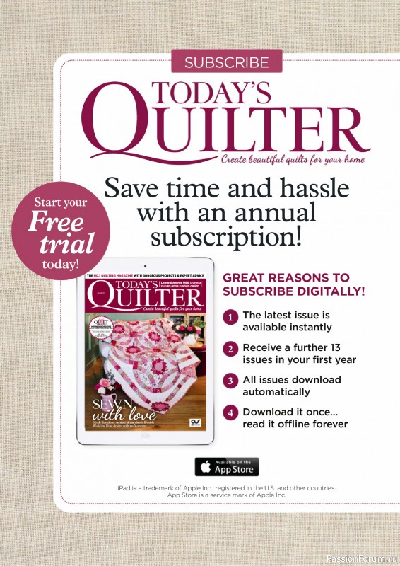 Коллекция проектов для рукодельниц в журнале «Todays Quilter №137 2025»