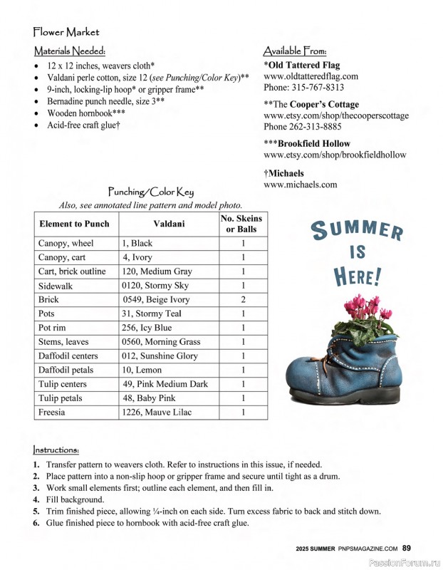 Коллекция вышивки в журнале «Punch Needle & Primitive Stitcher - Summer 2025»