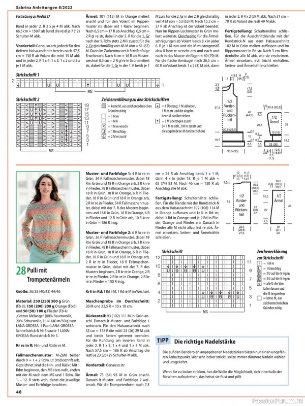 Вязаные модели в журнале «Sabrina №8 2022»