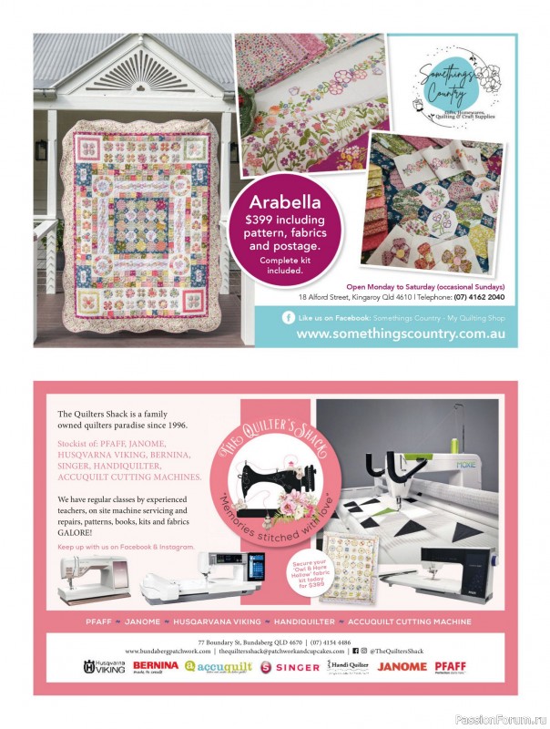 Коллекция проектов для рукодельниц в журнале «Australian Homespun - October-November 2025»