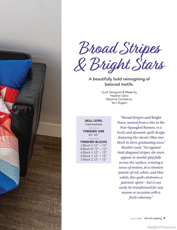 Коллекция проектов для рукодельниц в журнале &laquo;McCall's Quilting - Summer 2026&raquo;