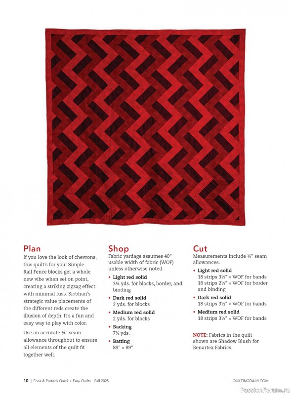 Коллекция проектов для рукодельниц в журнале «Quick+Easy Quilts - Fall 2025»