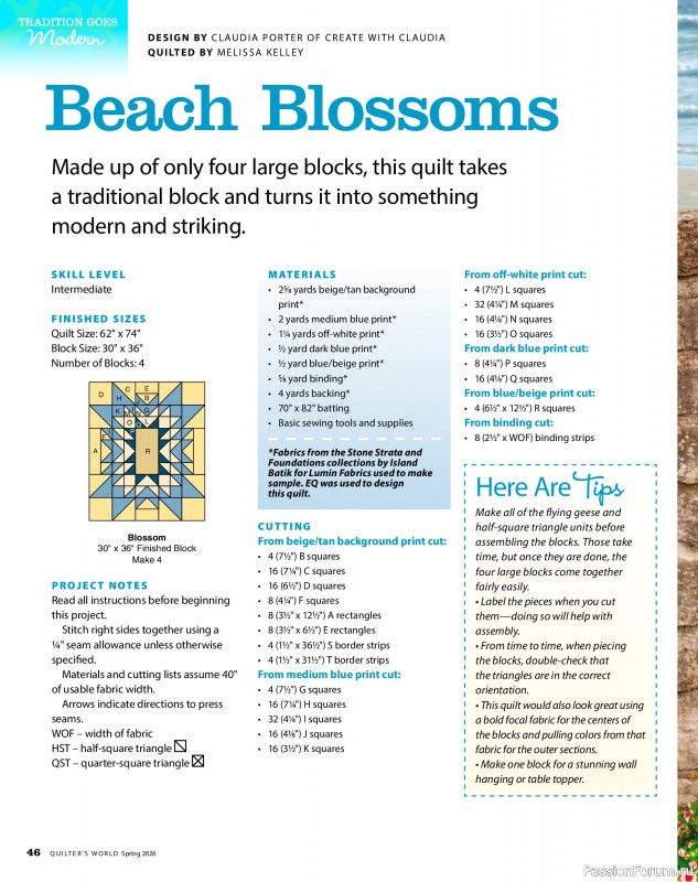 Коллекция проектов для рукодельниц в журнале «Quilter's World - Spring 2026»