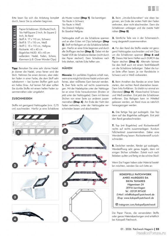 Коллекция проектов для рукодельниц в журнале «Patchwork das Magazin №1 2026»
