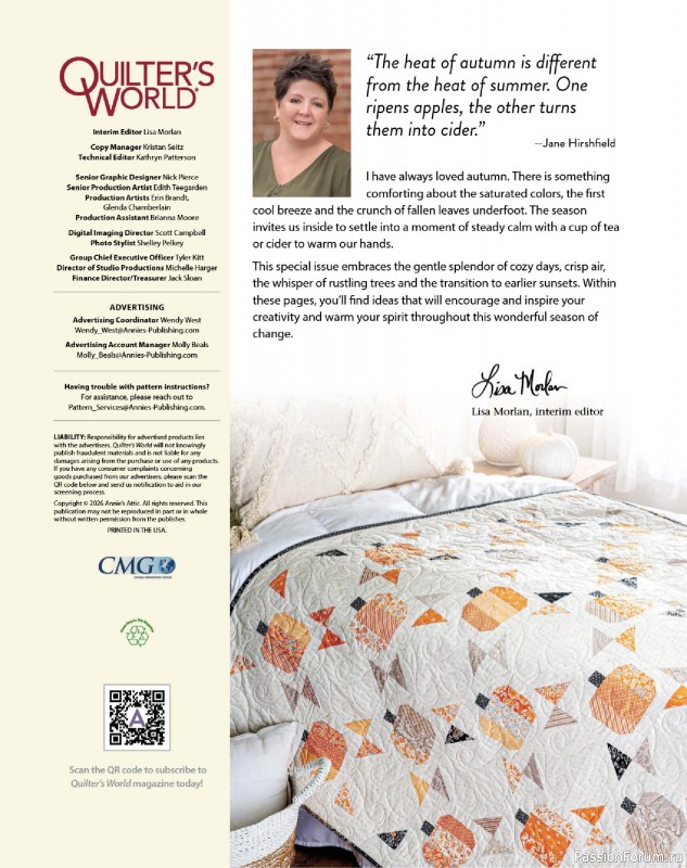 Коллекция проектов для рукодельниц в журнале &laquo;Quilter's World Specials - Late Autumn 2026&raquo;