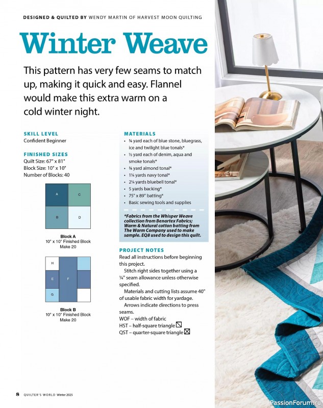 Коллекция проектов для рукодельниц в журнале «Quilter's World - Winter 2025»