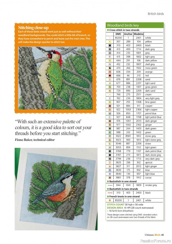 Коллекция вышивки в журнале «Cross Stitch Birds - March 2025»