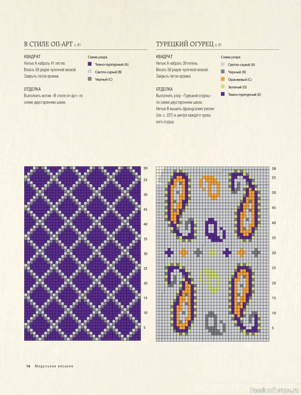 Вязаные проекты в книге &laquo;Модульное вязание на спицах&raquo;.