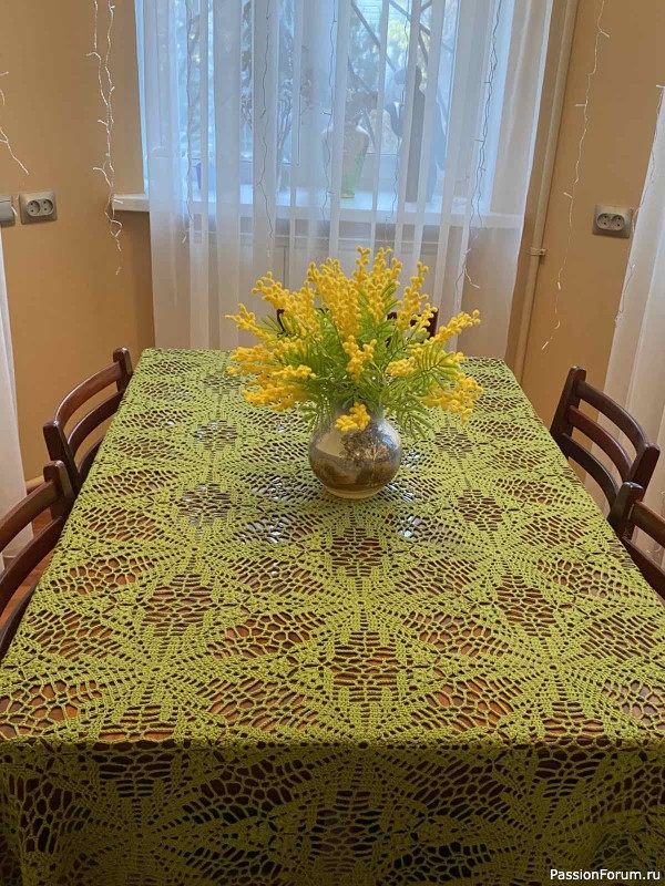 Скатерть крючком из мотивов + Схема