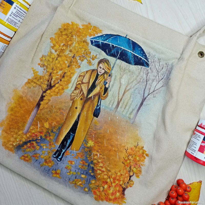 Сумка-шоппер с ручной росписью "Осень"