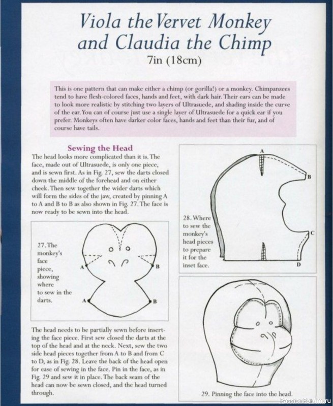 Обезьянка Бэлла, выкройка.