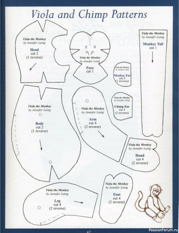 Обезьянка Бэлла, выкройка.