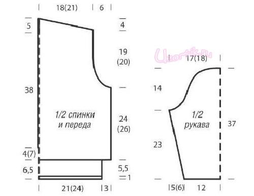 Короткий пуловер спицами