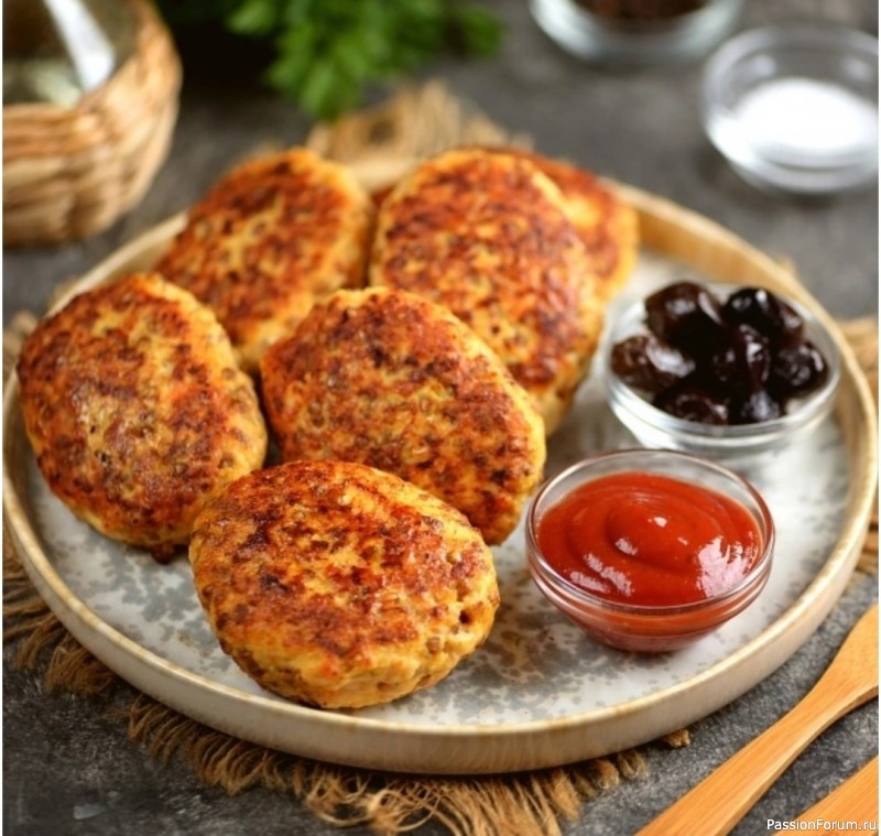 Котлеты из индейки с гречкой