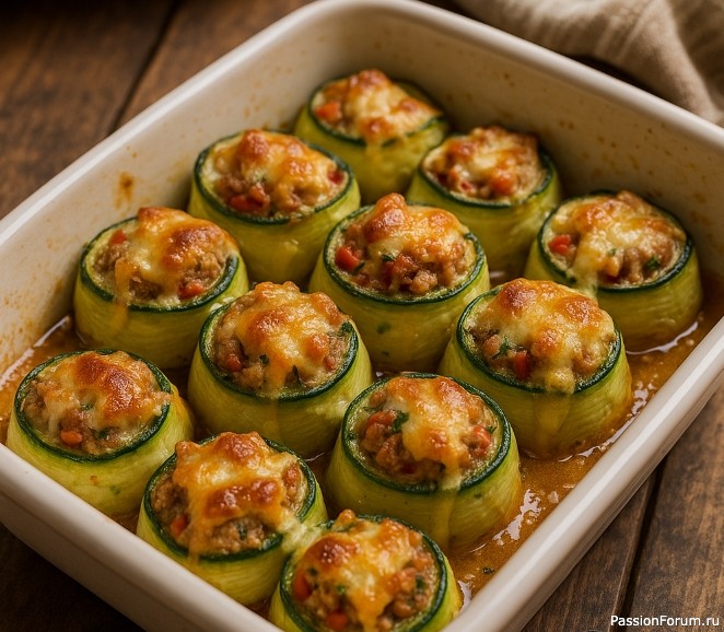 Кабачковые рулетики с курицей и сыром