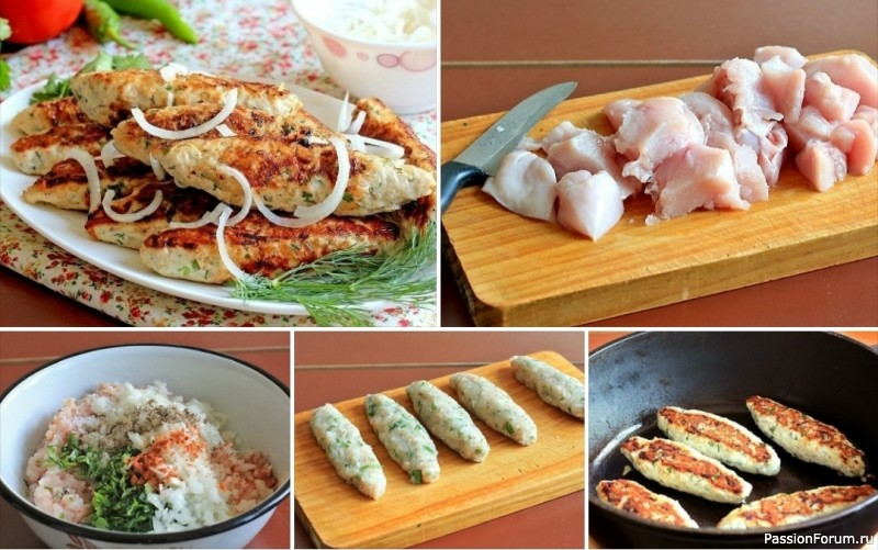 Люля-кебаб из курицы на сковороде