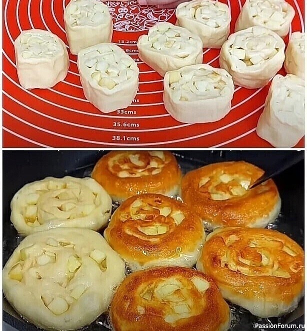 Ароматные яблочные булочки на сковороде