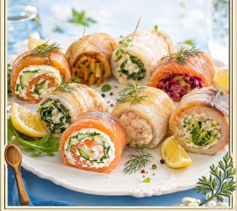 Готовим 8 рыбных рулетиков