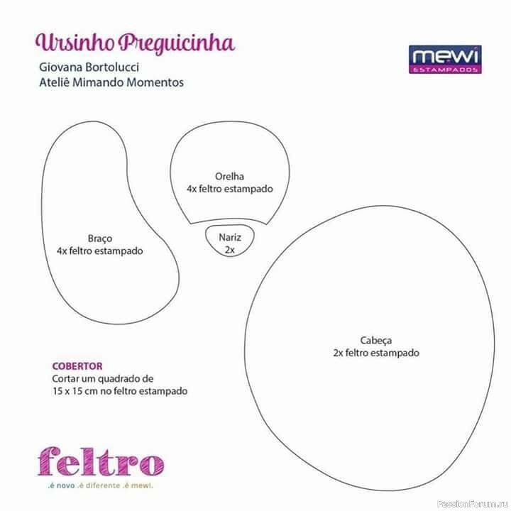 Мишки из фетра. Выкройки