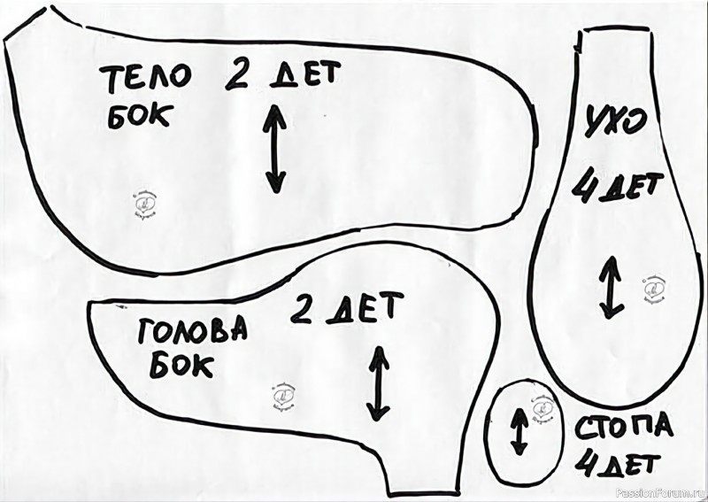 Текстильный пудель. Выкройка