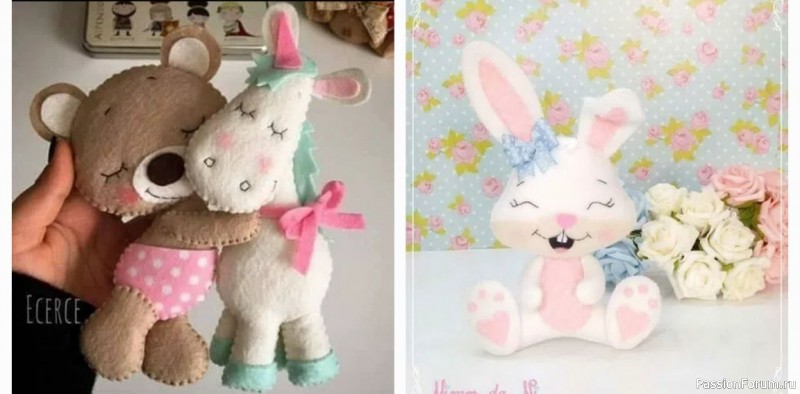 Нежные игрушки из фетра. Выкройки