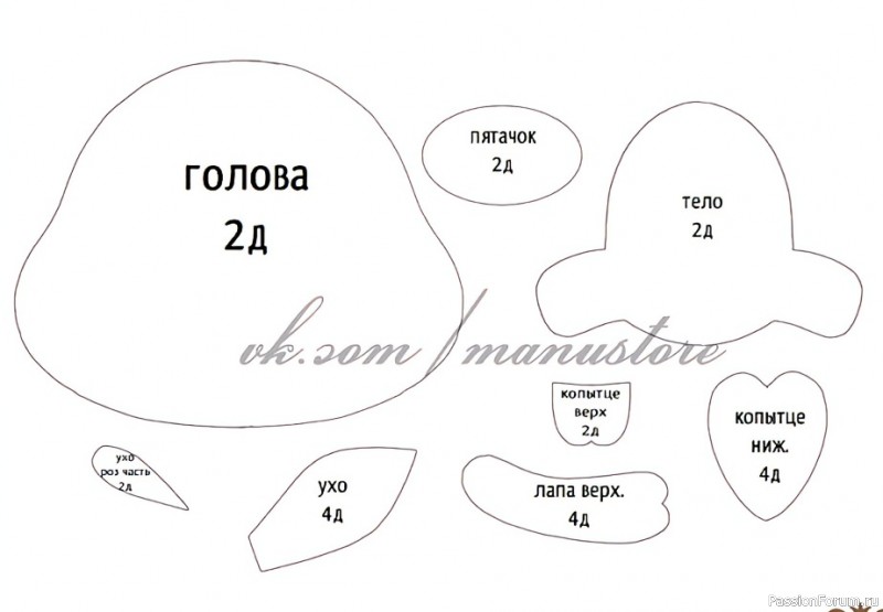 Поросенок из фетра. Выкройки