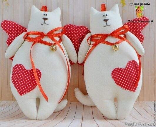 Текстильные милые котики. Выкройка