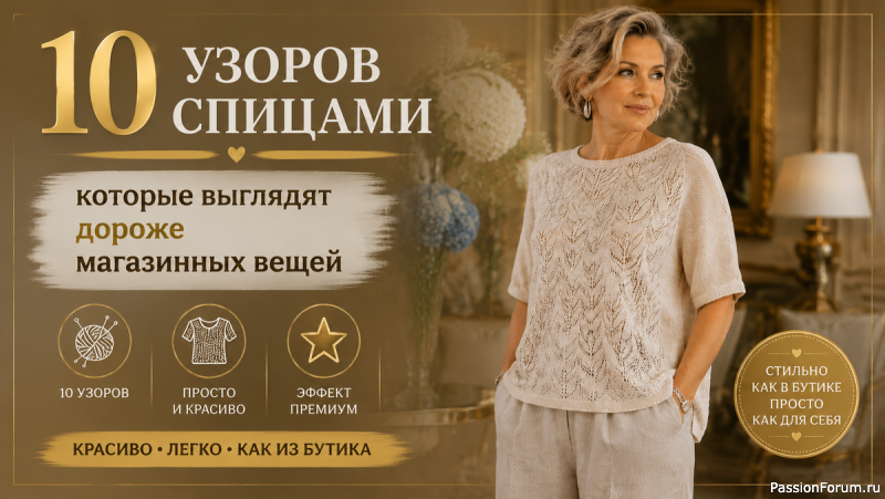 10 узоров спицами, которые выглядят дороже магазинных вещей