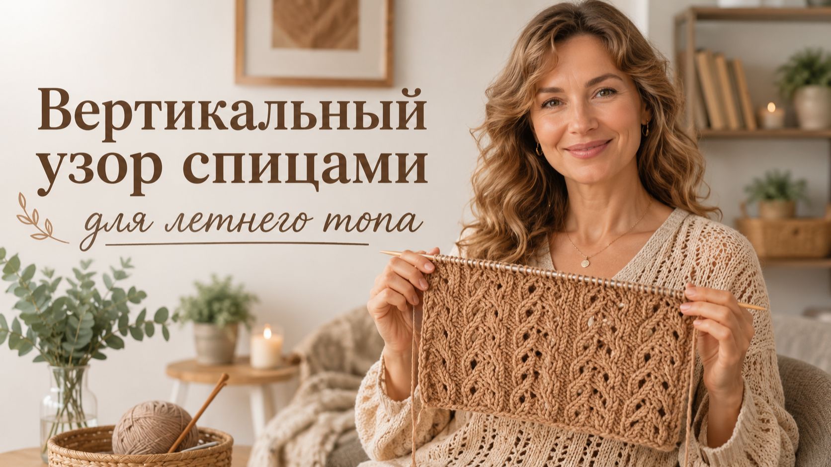 Вертикальный узор спицами | Стройнящий узор для летнего топа