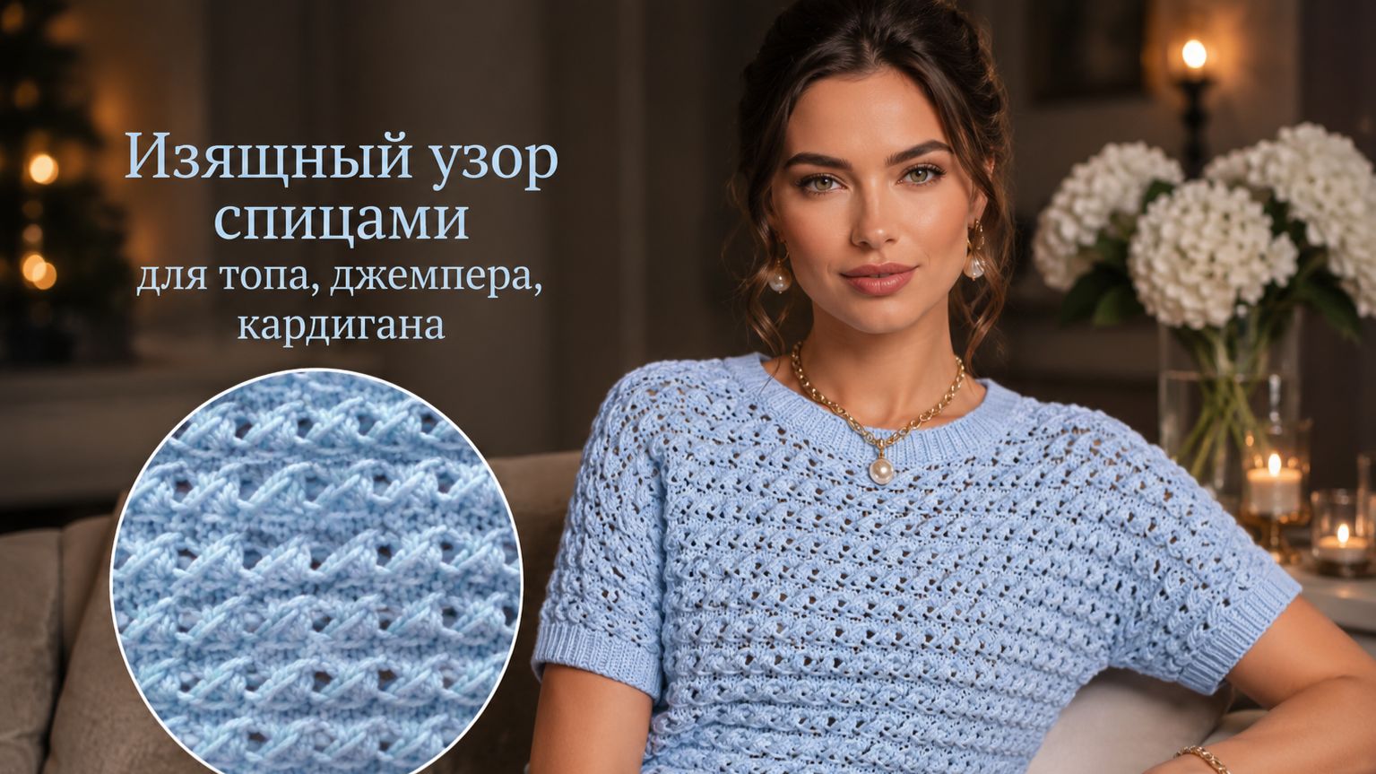 Изящный узор спицами для топа, джемпера и кардигана &mdash; вяжем красиво и легко!