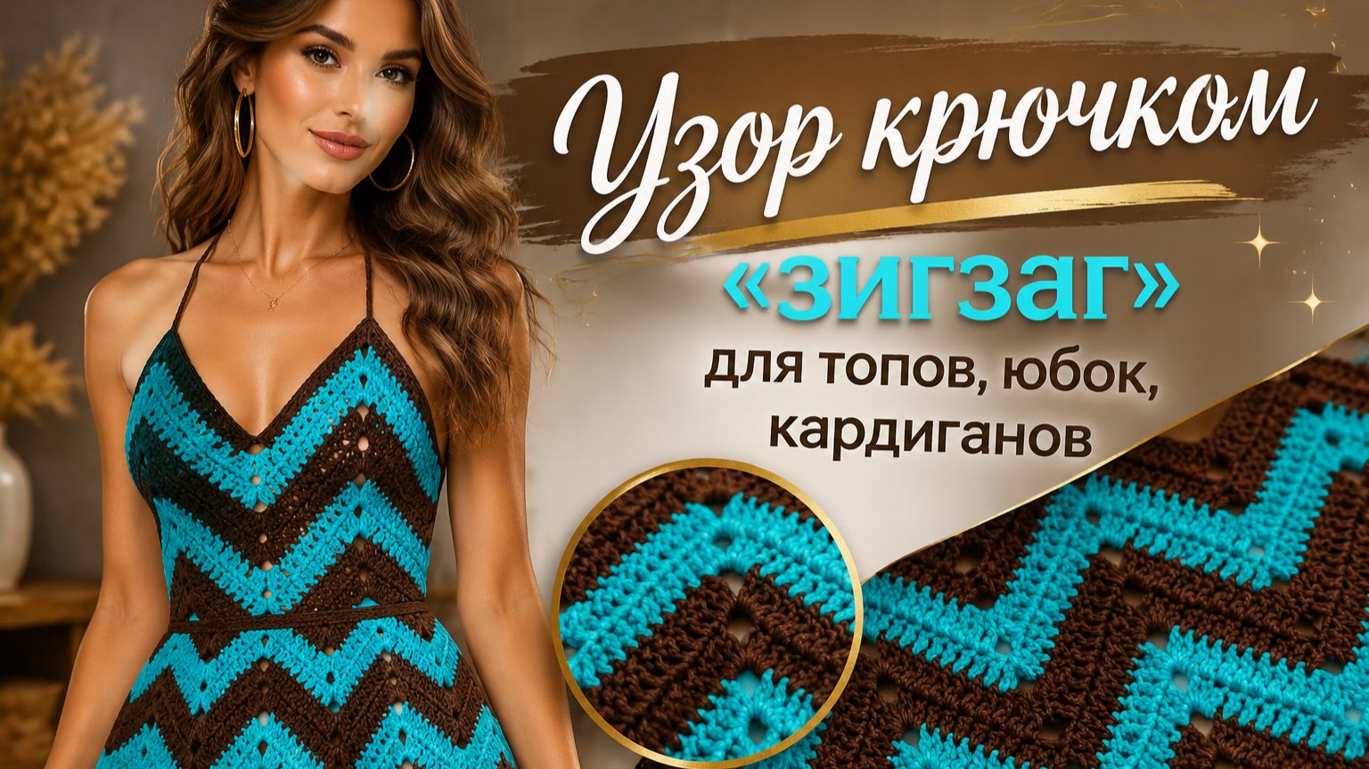 Узор Зигзаг крючком для топа, юбки и кардигана | Ажурный узор крючком