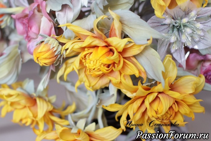 Букет школы Somebana " Мелодия Рахманинова" . Ручная работа, шелковая флористика.