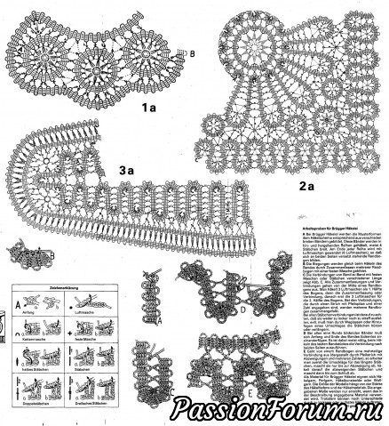 Схемы: кружево брюгге воротники
