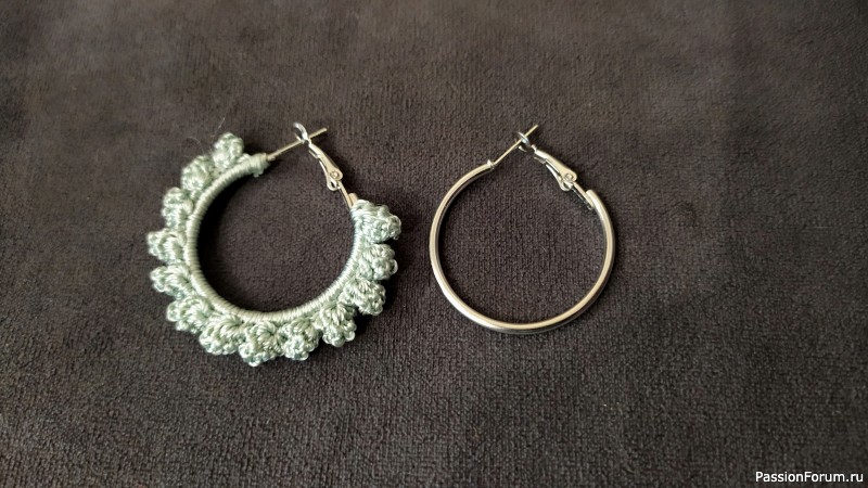 Серьги-кольца крючком