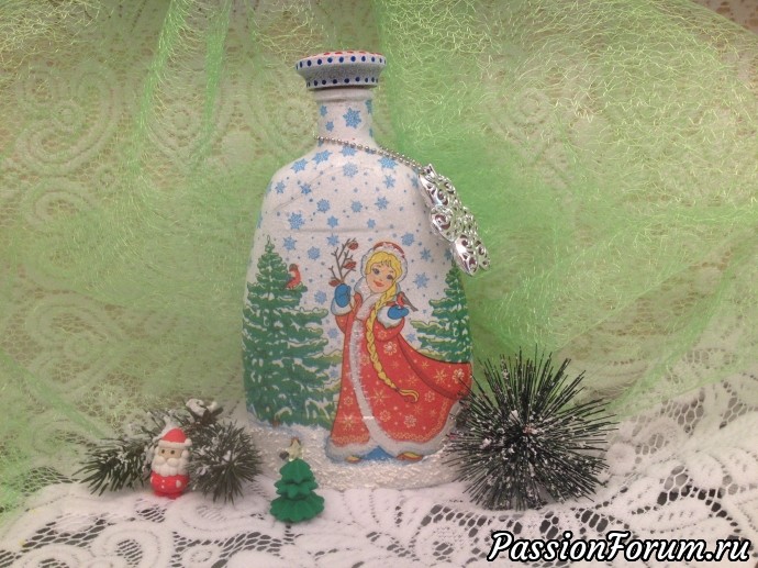 Новогодняя бутылочка. Декупаж.