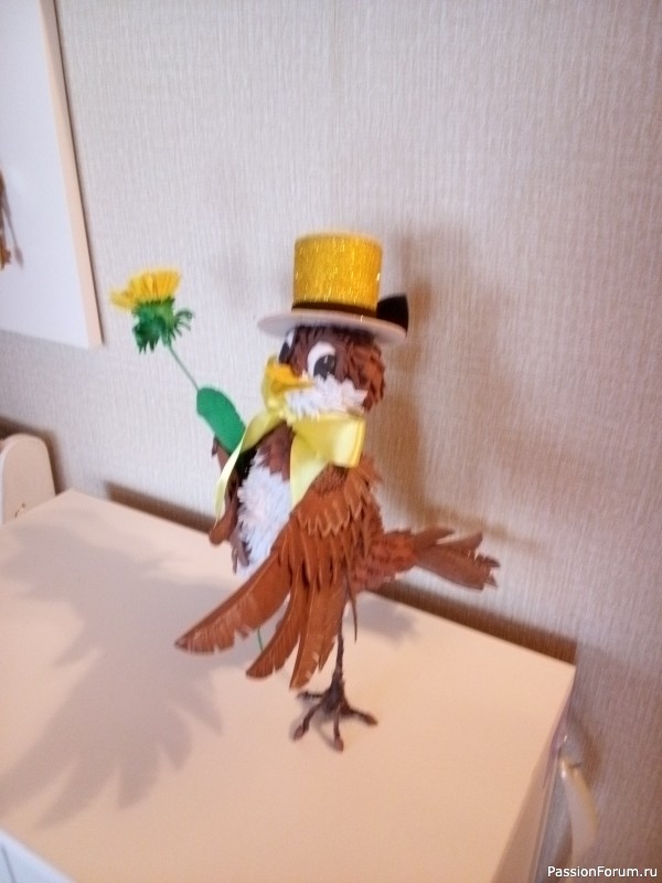 Воробей - щёголь. Интерьерная игрушка.