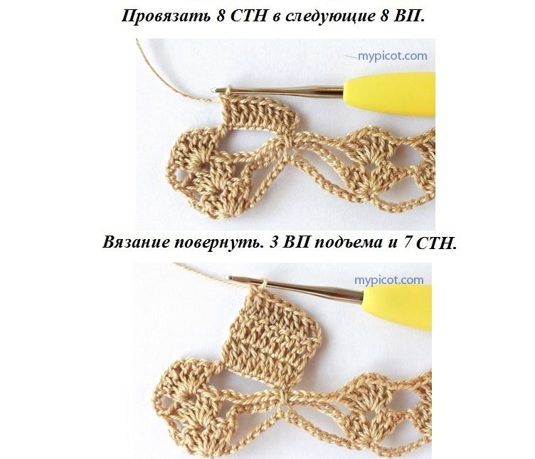 Узор &quot;Квадратики&quot; крючком. МК.