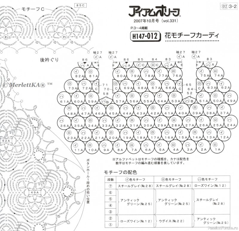 Вяжем жакетик из цветочных мотивов по японским схемам