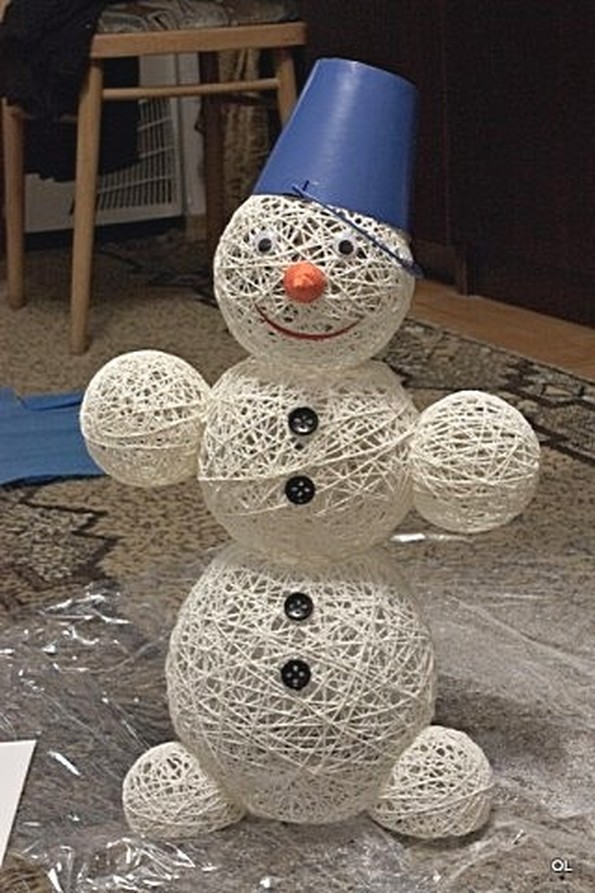 Как сделать объемного снеговика своими руками