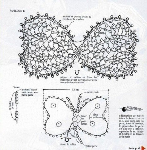 Вязаные бабочки крючком. Схемы