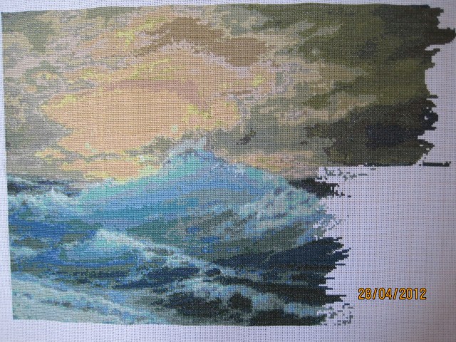 Вышивка моря по картине Георгия Дмитриева