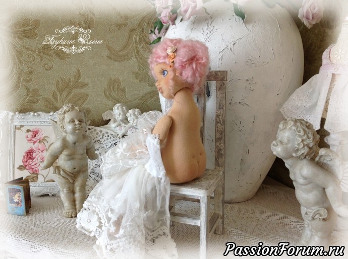 Ангелочек, коллекционная текстильная кукла.