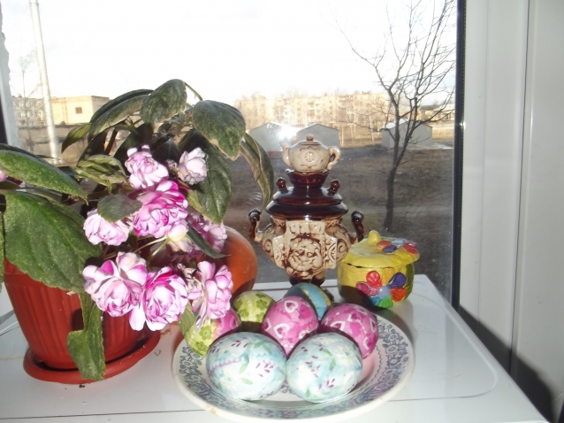 Пасха.Яйца украшены методом декупажа.