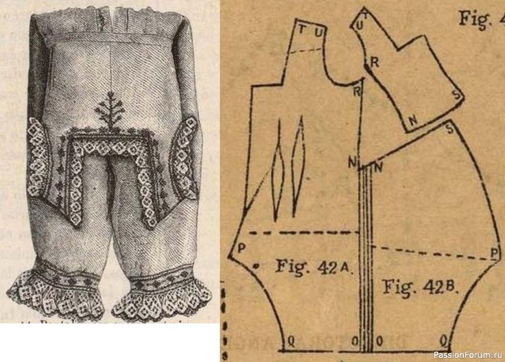 Выкройка нижнего белья для старой куклы