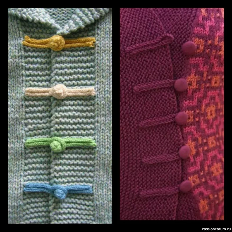 Идеи планок и застежек в женской вязаной одежде