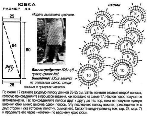 Элегантные вязаные крючком юбки