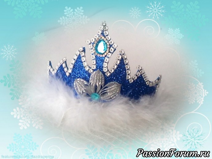 Корона снегурочки из глиттерного фоамирана Диадема Мастер класс 