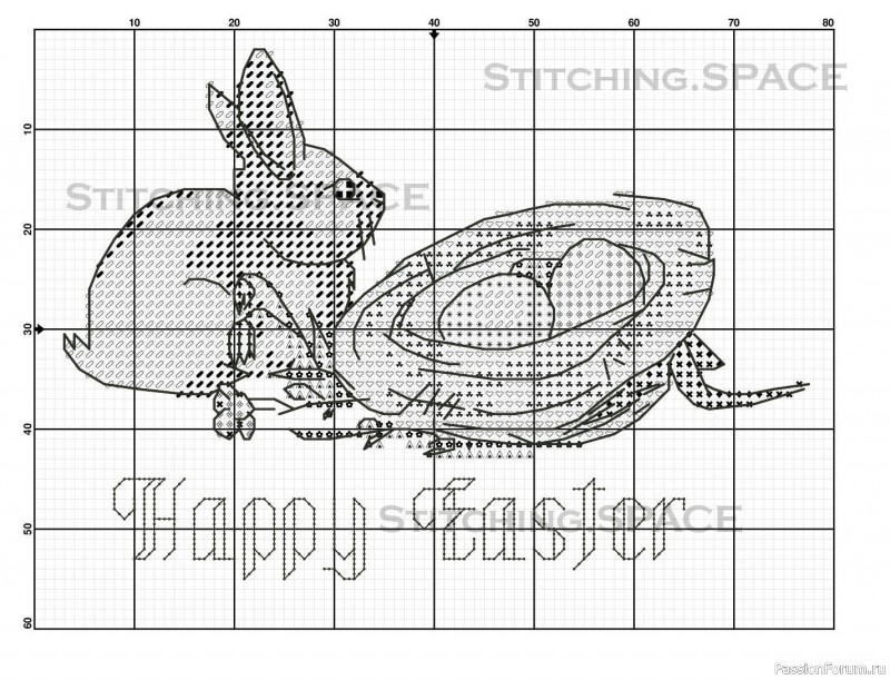 Бесплатная схема вышивки крестом с пасхальным кроликом