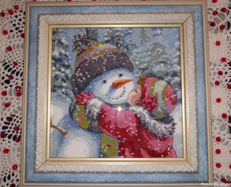 "Поцелуй Снеговика". Вышивка