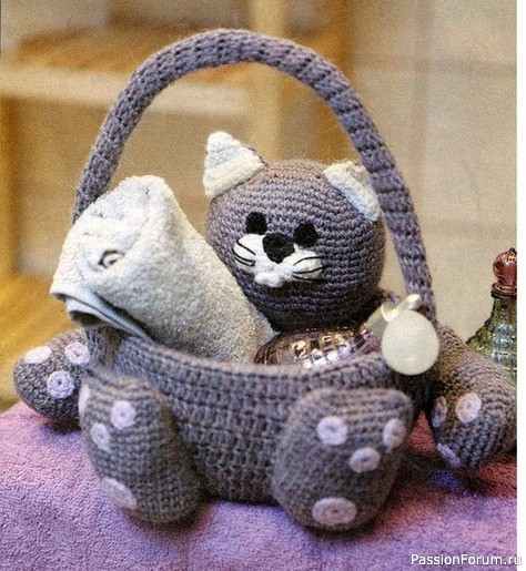 Кот-корзинка крючком. Описание